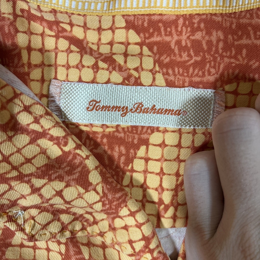 Tommy Bahama hawaiian shirt mens size XXL short sleeve floral patterned orange - Picture 3 of 8